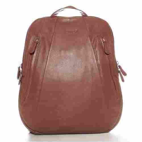 Zipper Closure Type Brown Color And Plain Design Mens Leather Backpack With Adjustable Strap