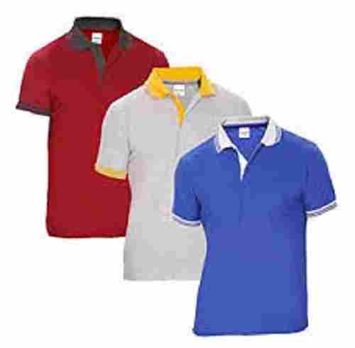 Multi Colors Casual Wear Regular Fit Mens Polo-Neck Half Sleeves Plain T-Shirts