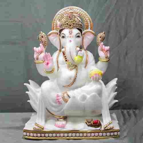 Crack Proof White Marble Ganesh Statue