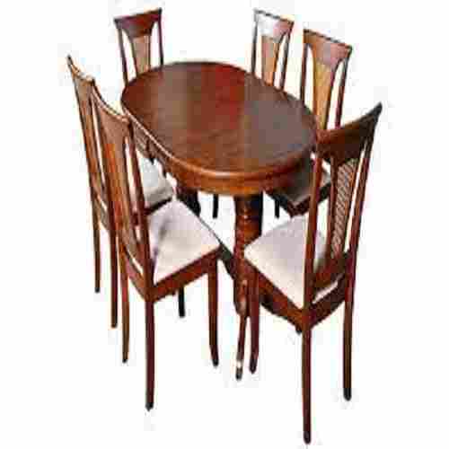 Round Shape Brown Classic Solid Wood Six Seater Dining Table Only For Kitchen and Dinning Room