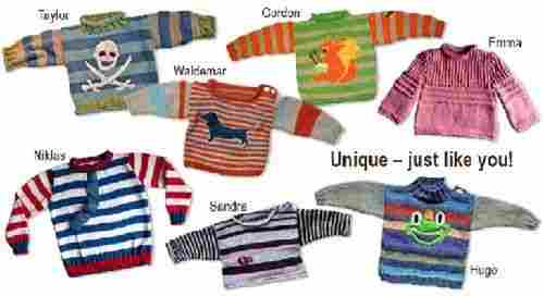 Multi Colors Casual Wear Round-Neck Full Sleeves Striped Woolen Baby Sweater