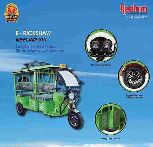 Easily Operate Three Wheel Type Battery Operated Four Passenger E Rickshaw