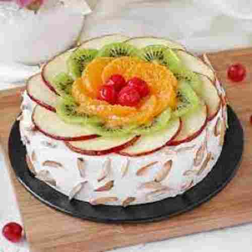 Tasty And Mouth Melting Fresh Cream Cake With Fruit Toppings