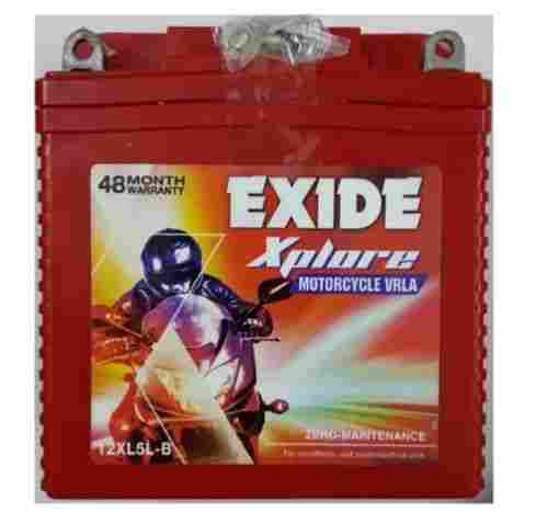 Exide 12XL5L B Bike Battery 12V, 5Ah With 48 Months Warranty And 121(L)X60(W)X130(H) mm Size