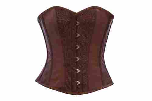 Over Bust Pattern Brown Leather Corset for Long, Medium and Short Torso Female