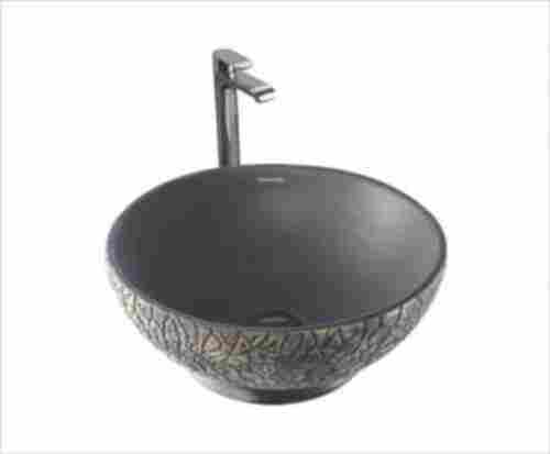 Crack and Scratch Free Black Single Bowl Bathroom Sink in Round Shape