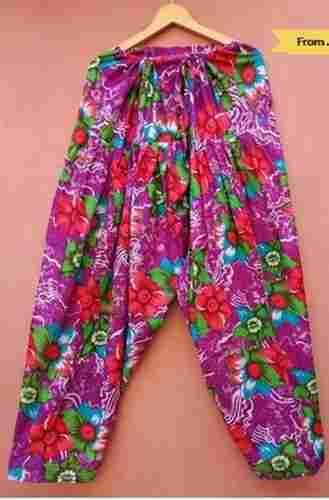 Ladies Multicolor Cotton Printed Patiala Salwar With Drawstring On Waistband