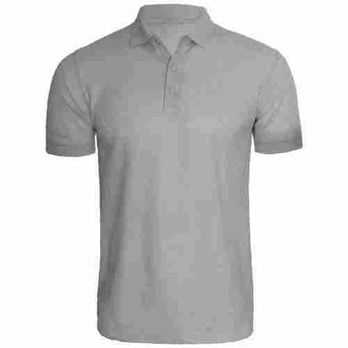 Gray Regular Fit Casual Wear Mens Polo-Neck Half Sleeves Plain Polyester T-Shirts