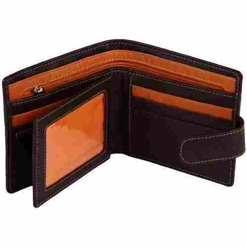 Black Color And Plain Design Men Leather Tab Wallets With 7 Number Card Slot And 2 Cash Compartments
