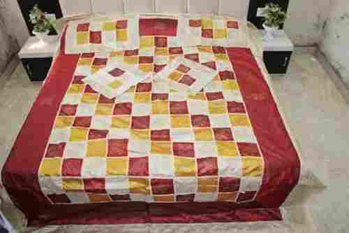 Jaipuri Block Print Multi Colors Cotton Double Bed Cover With Patchwork, 90x108 Inch