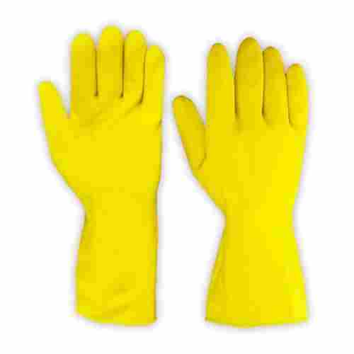 1-5 Inch Cuff Acid And Chemical Resistant Reusable Yellow Latex Rubber Hand Gloves
