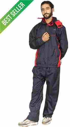 Full Sleeve Mens Raincoat With Button Closure, Reflective Strips And Adjustable Hood For Gents