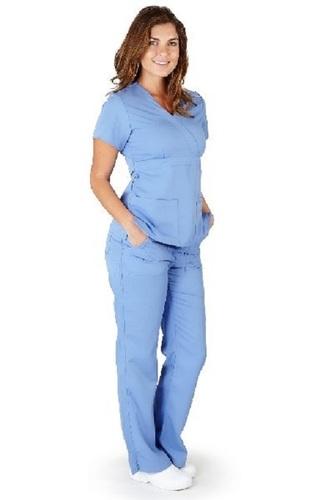 Sky Blue Regular Fit Skin Friendly Half Sleeves Plain Nursing Uniform Age Group: Adults