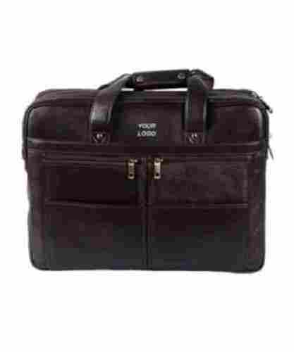 Very Spacious, Light Weight Black And Plain Design Genuine Leather Portfolio Laptop Bag