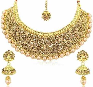 Golden Party And Wedding Wear Women Pure Gold Necklace Set With Earring 
