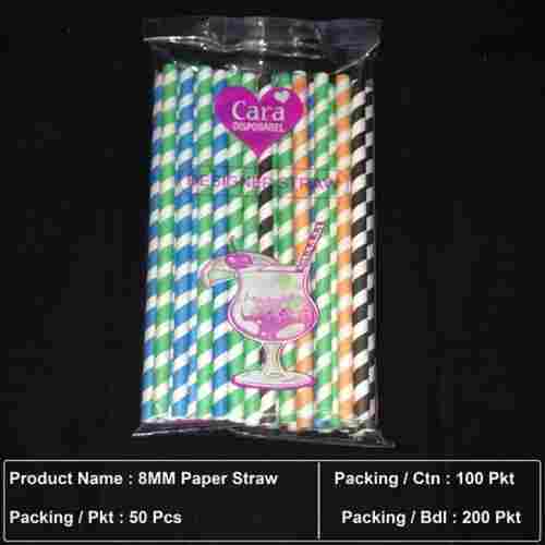 8 MM Size Single Use Food Grade Disposable Paper Drinking Straight Straw