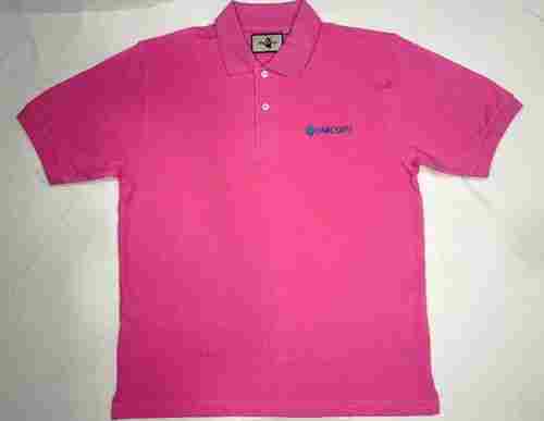 Pink Regular Fit Mens Polo-Neckline Half Sleeves Plain Pure Cotton Casual T-Shirts