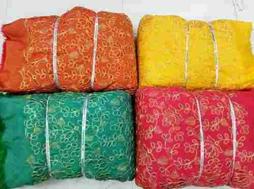Anti Wrinkle Banglori Zardozi Work Embroidery Silk Fabric For Garment, Blouse, Width 44-45 Inch