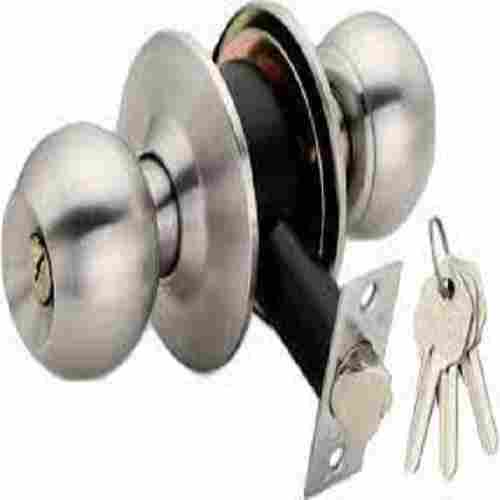 Hassle Free Installation Silver Shade Barrel Shaped Steel Knob Door Lock 