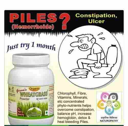 Organic Wheat Grass Powder Bottle 100gm For Piles (Hemorrhoids) With 12 Months Shelf Life