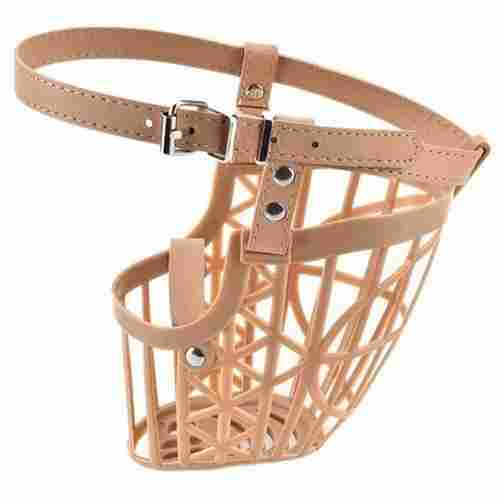 Non Toxic Plastic Beige Adjustable Strap Pet Dog Muzzle Basket For Home