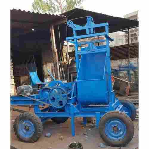Color Coated Cast Iron Chassis Four Wheel Type Concrete Mixer Machine With Hopper Lift