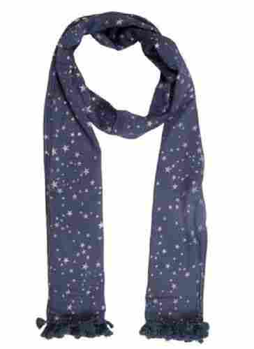 Ladies Star Printed Lightweighted And Breathable Blue Fashionable Scarves