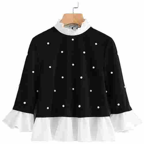 Casual And Party Wear Black, White Color Full Sleeve Style Ladies Tops