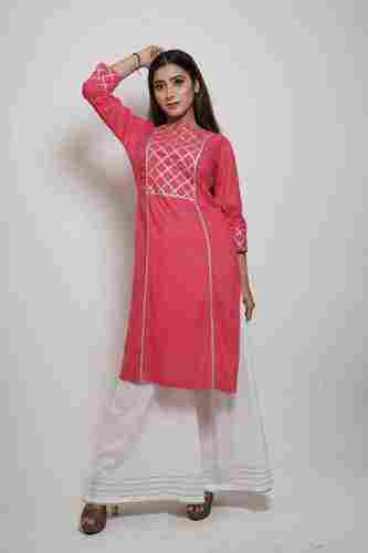 Casual Wear, Full Sleeves, Pink Color, Fancy Designer, Ladies Readymade Suit