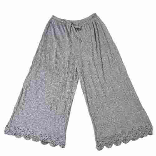 100% Pure Cotton Fabric, Printed, Casual Wear, Grey Palazzo Pant For Ladies