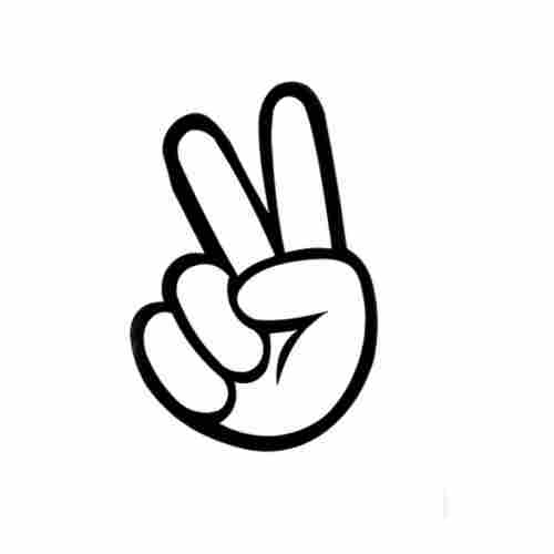 Finger Victory Sign Self Adhesive Vinyl Sticker For Mobile Phone, Laptop, Car And Wall