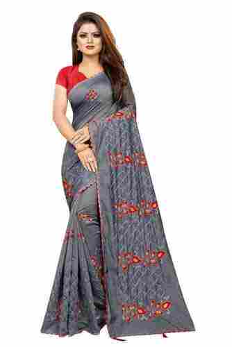 Ladies Cotton Silk Multi-Color Zari Work Digital Printed Party Wear Saree