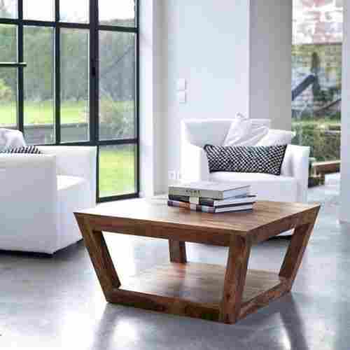 Square Shape Polished Finish Solid Wood Coffee Table for Restaurant