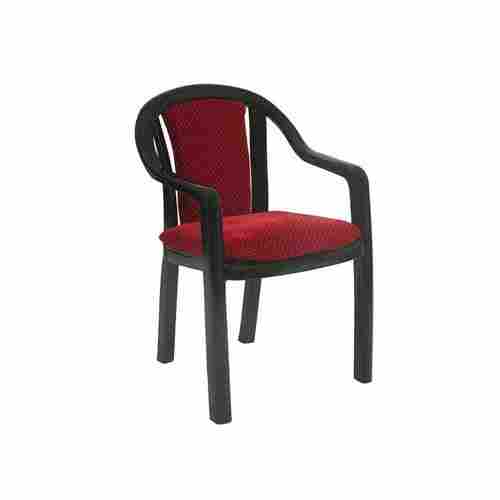 Black Color 4 Legs Mid Back Plastic Chair With Armrest For Indoor And Outdoor