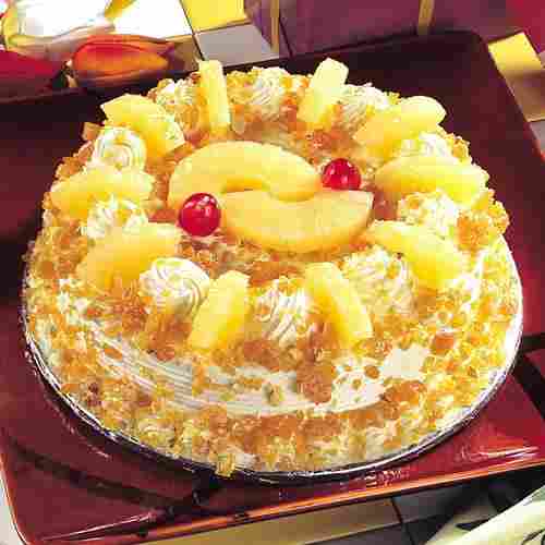 Fresh Pineapple With Butterscotch Cake For Birthday And Anniversary 500 gm