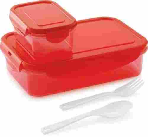 High Design And Light Weight Red Color Plastic Lunch Box With Spoon Fork And Food Box