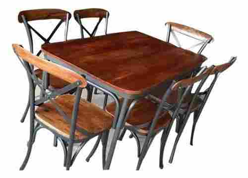 Restaurant Iron Wooden Cross Dining Chair Table Set for Home, Hotel and Restaurant