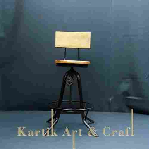 Metal And Wood Stool Black and Brown Chair for Bar and Restaurant, Size 45x16x30cm