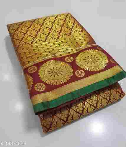 Brown And Golden Color Saree For For Party Wear, Wedding Wear, Festival Wear