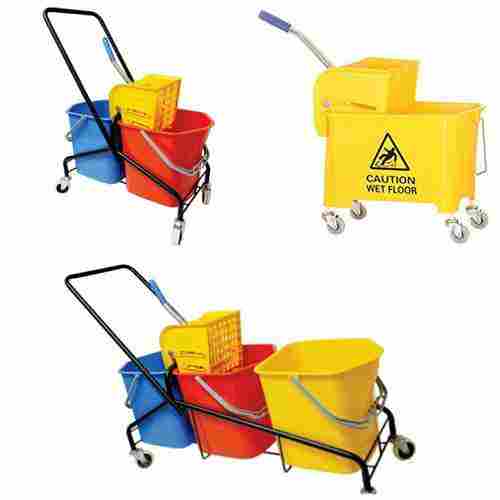 Double Bucket Mop Wringer Trolley For Commercial And Household Cleaning Purpose