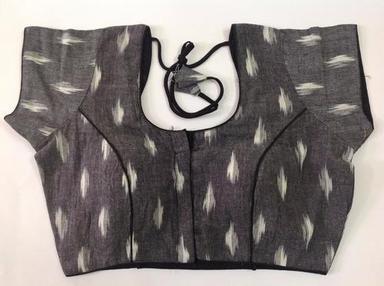 Grey Color Cotton Printed Short Sleeves Blouse With Attached Dori Decoration Material: Laces