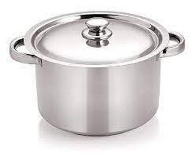 Silver Stainless Steel Easy To Cook And Faster Heat Transfer Round Cooking Pot 24Cm Biriyani Pot