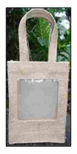 White, Very Spacious And Rectangular Jute Gift Bag With Fabric Handle