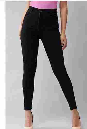 Black Poly Lycra Plain Dyed Ladies Denim Jeans, Waist Size : 28-40 Inch