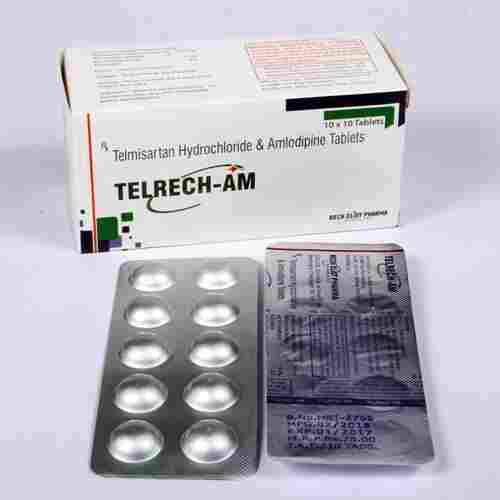 Telmisartan 40mg Hydrochloride & Amlodipine 5mg Tablets TELRECH-AM, 10 X10 Tablets