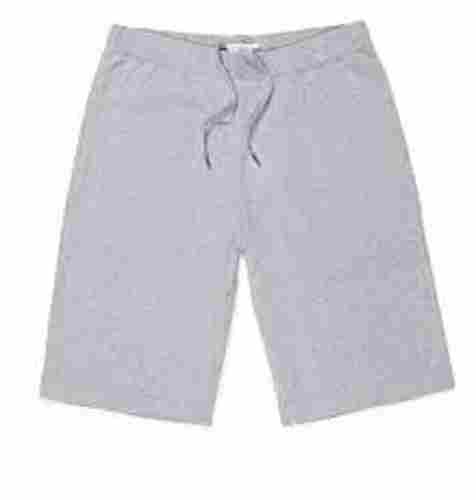 Mens Gray Regular Fit Skin Friendly Casual Wear Plain Cotton Shorts
