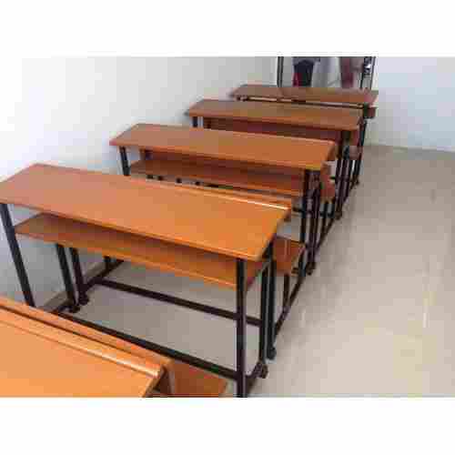 3 Seater 47 Inches Size Wooden Natural Polish Classroom Benches And Desk