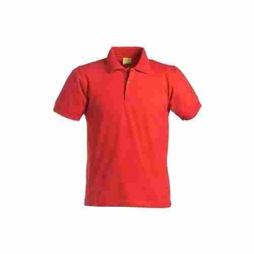 Elegant Design And Shrink Resistance Cotton Plain Orange T Shirt With Collar And Short Sleeves