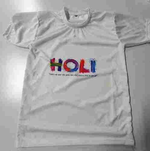 Holi Special Polyester T-shirts With Short Sleeves And Normal Wash, 130 GSM