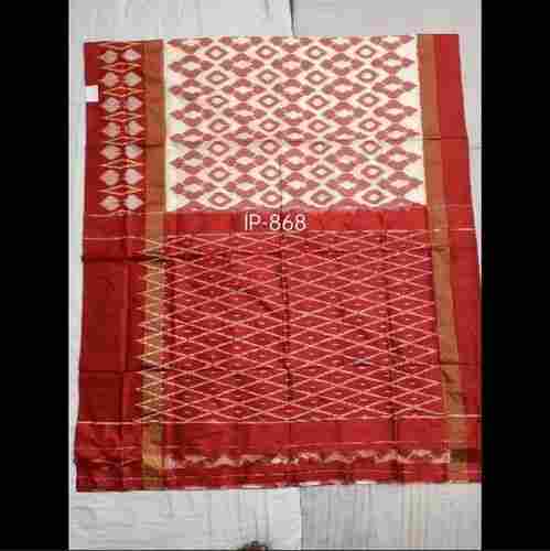 Contemporary Design Easy To Clean Red And White Ladies Banarasi Silk Saree